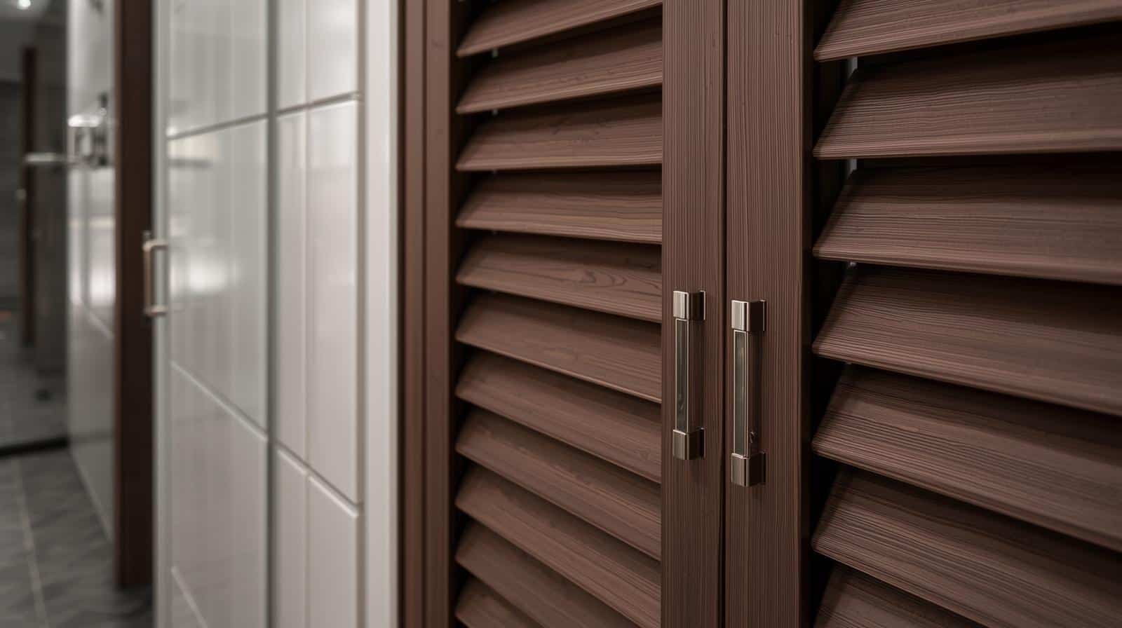Norman Woodlore Plus Waterproof shutters in Brisbane bathroom with 100% ABS construction and stainless steel hinges