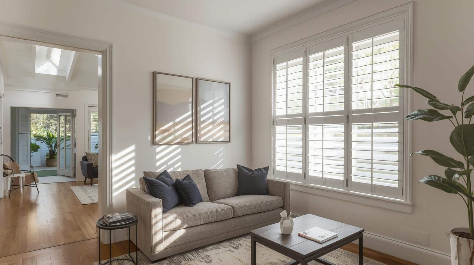Energy-efficient plantation shutters providing thermal insulation and reducing cooling costs in Australian home