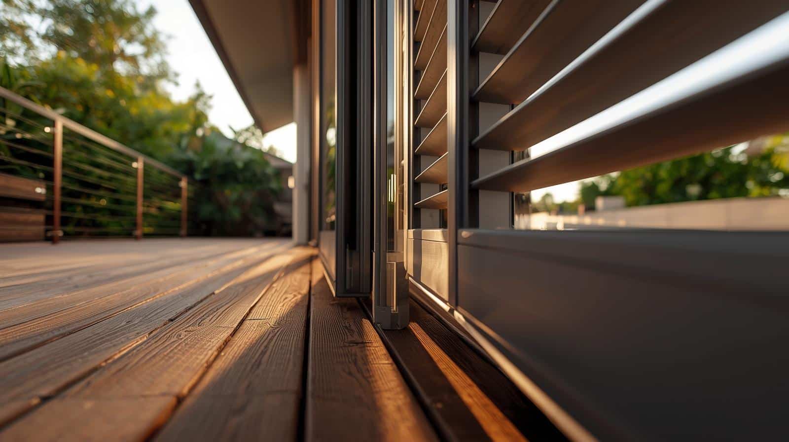 Bifold outdoor louvers on Brisbane deck showing flexible opening configuration