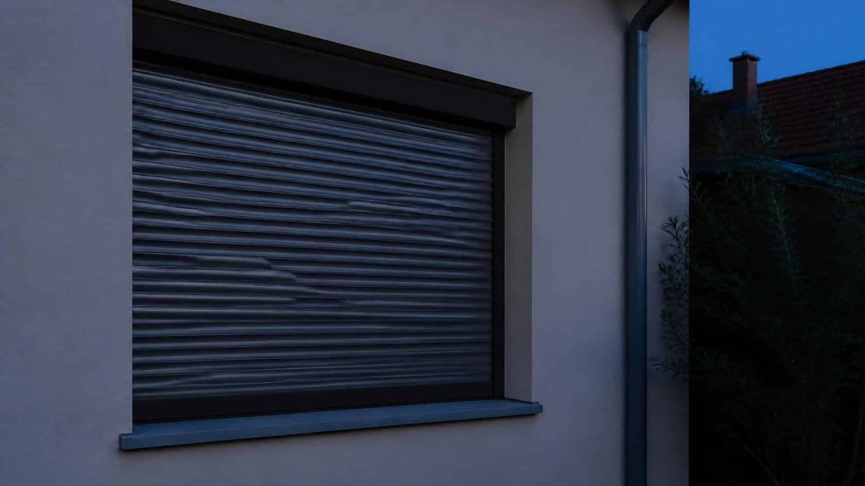 Aluminium plantation shutter panel shown closed and locked